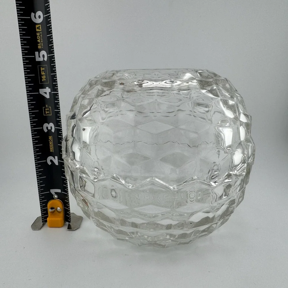 Vintage Fostoria America Glass Fairy Lamp Clear Diamond Point Honeycomb Vented‎
